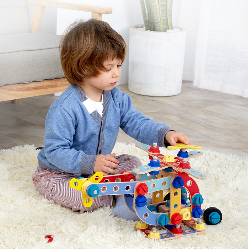 Wooden Kids Tool Box Set — Screw & Build Construction Toy